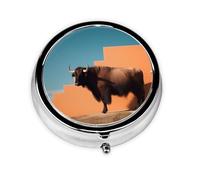 Cute Pill Organizer - Unique Custom Design, Travel-Friendly Medicine Box, 1 Day AM PM Pill Case, Small & Portable Pill Dispenser for Daily Use Consuming Cattle