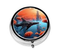 Cute Pill Organizer - Unique Custom Design, Travel-Friendly Medicine Box, 1 Day AM PM Pill Case, Small & Portable Pill Dispenser for Daily Use Aurora Spacecraft Environment