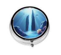 Cute Pill Organizer - Unique Custom Design, Travel-Friendly Medicine Box, 1 Day AM PM Pill Case, Small & Portable Pill Dispenser for Daily Use Underwater Temple