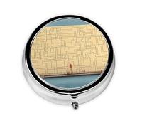 Cute Pill Organizer - Unique Custom Design, Travel-Friendly Medicine Box, 1 Day AM PM Pill Case, Small & Portable Pill Dispenser for Daily Use Enter The Maze of Thinking