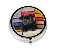 Cute Pill Organizer - Unique Custom Design, Travel-Friendly Medicine Box, 1 Day AM PM Pill Case, Small & Portable Pill Dispenser for Daily Use Cute Little Black Dog