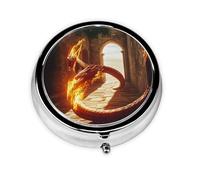 Cute Pill Organizer - Unique Custom Design, Travel-Friendly Medicine Box, 1 Day AM PM Pill Case, Small & Portable Pill Dispenser for Daily Use Fire and Flames