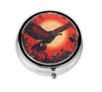 Cute Pill Organizer - Unique Custom Design, Travel-Friendly Medicine Box, 1 Day AM PM Pill Case, Small & Portable Pill Dispenser for Daily Use Black Crow Flying