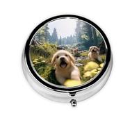 Cute Pill Organizer - Unique Custom Design, Travel-Friendly Medicine Box, 1 Day AM PM Pill Case, Small & Portable Pill Dispenser for Daily Use A Lively Little Dog