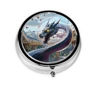 Cute Pill Organizer - Unique Custom Design, Travel-Friendly Medicine Box, 1 Day AM PM Pill Case, Small & Portable Pill Dispenser for Daily Use European quadrupedal Dinosaur