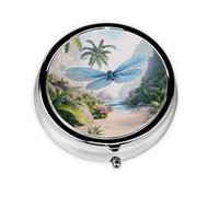 Cute Pill Organizer - Unique Custom Design, Travel-Friendly Medicine Box, 1 Day AM PM Pill Case, Small & Portable Pill Dispenser for Daily Use 3D Rendering of Tropical Landscapes