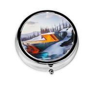 Cute Pill Organizer - Unique Custom Design, Travel-Friendly Medicine Box, 1 Day AM PM Pill Case, Small & Portable Pill Dispenser for Daily Use Alpine Red Lake