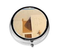 Cute Pill Organizer - Unique Custom Design, Travel-Friendly Medicine Box, 1 Day AM PM Pill Case, Small & Portable Pill Dispenser for Daily Use Desert Temple