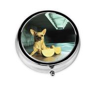 Cute Pill Organizer - Unique Custom Design, Travel-Friendly Medicine Box, 1 Day AM PM Pill Case, Small & Portable Pill Dispenser for Daily Use Cute Chihuahua