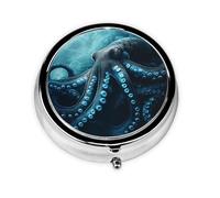 Cute Pill Organizer - Unique Custom Design, Travel-Friendly Medicine Box, 1 Day AM PM Pill Case, Small & Portable Pill Dispenser for Daily Use Deep sea Octopus