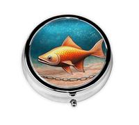 Cute Pill Organizer - Unique Custom Design, Travel-Friendly Medicine Box, 1 Day AM PM Pill Case, Small & Portable Pill Dispenser for Daily Use Goldfish in The Water