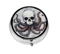 Cute Pill Organizer - Unique Custom Design, Travel-Friendly Medicine Box, 1 Day AM PM Pill Case, Small & Portable Pill Dispenser for Daily Use Half Skull, Half face