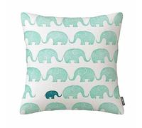 Cute Pillow Covers Elephant Pattern Green Cotton Linen Pillowcase Decorative Cushion Covers 18 X 18 Inches