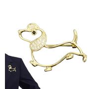 Cute Pin Brooch with Rhinestones in the Shape of a Dachshund, Decorative Pin for Clothes, Hats, Jackets, Dresses, Backpacks, Collars and