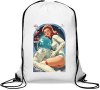 Cute Pin Up Space Suit Girl Gym Sack Casual Drawstring Bag White