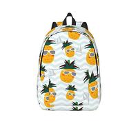 Cute Pineapple Canvas Backpack Travel Laptop Bag, Anti-Water And Ergonomic Straps For College Work, Black, M
