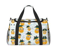 Cute Pineapple Foldable Travel Duffel Bag Tote Carry On Luggage Bag For Weekend Getaways, For Spontaneous Trips, Black, One Size, Black, One Size