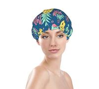 Cute pineapple pattern Shower Cap for Women Reusable Bath Cap Upgrade Double Layers Bathing Hat Waterproof Elastic Bath Hair Caps for Women Ladies Spa Salon Hair Bath Hat