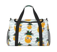 Cute Pineapple Print Functional Travel Tote Ample Space Travel Bag Foldable Carry On Tote for Weekender