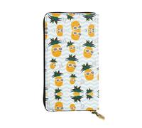 Cute pineapple Print Leather Long Clutch Wallet – Fashionable Personalized Wallet, Multiple Card Slots, Gift Ready, Black, One Size