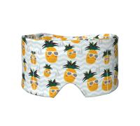 Cute Pineapple Print Sleep Eye and Ear Muffs Mask - Adjustable Yoga Travel Headband, Keep Warm Shading Comfortable Aid