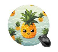 Cute Pineapple Round Mouse Pad, Non-Slip Rubber Base Waterproof Washable, Computer Mouse Mat for Office Gaming Studying, Premium-Textured Durable Portable Circle Mousepad for Desktop PC Notebook