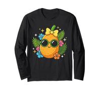 Cute Pineapple Sunglasses Tropical Summer Vibes Long Sleeve T-Shirt
