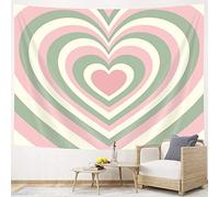 Cute Pink Aesthetic Tapestry For Bedroom, Girl Pink Green Red Heart Shaped 2000s Hippie Wall Decor Tapestries, Tapestry Wall Hanging for Home College Dorm Living Room, Woman Teen Girls Room Art