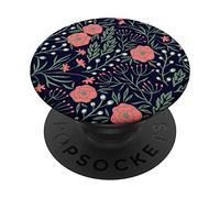 Cute Pink and Green Floral Leaf Rose Hypericum Berry Pattern PopSockets PopGrip: Swappable Grip for Phones & Tablets