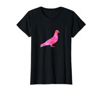 Cute Pink and Orange Pigeon Value Graphic T-Shirt, Women, Black, M