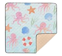 Cute Pink Animal sea Shells Soft Thick Foldable Baby Play mat for Floor Lightweight Foldable Activity Gym Mat for Baby Kids Toddlers Infants, 50'' x 50''alfombras con Musica para