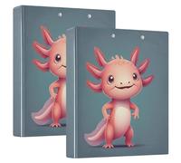 Cute Pink Axolotl Cartoon 1 1/2 Inch 3 Ring Binders Hold 200 Sheets Decorative Folders Notebook Round Ring Office Binder, 12.4x10.63x2.36inch, 1 Pack