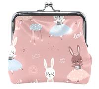 Cute Pink Ballet Bunnies Leather Wallet for Women with Buckle and Kiss Closure Coin Purse Lovely Ballet Bunnies Pink UNITALLA Lovely Ballet Bunnies Pink UNITALLA, Lovely Ballet Bunnies Pink, UNITALLA