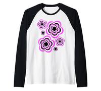 Cute Pink Black White Flower Abstract Bauhaus 2 Shapes Mania Raglan Baseball Tee