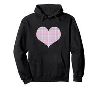 Cute Pink Blue Plaid Tartan Gingham Checkered Pattern Pullover Hoodie