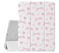 Cute Pink Bow Design Case for iPad Pro 11-inch(M4) 2024 5th Generation,Girly Protective Case,Pencil Holder & Clear Soft TPU Back & Trifold Smart Tablet White Cover (Model Number:A2836/A2837/A3006)