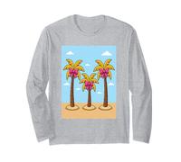 Cute Pink Bow Palm Trees Tropical Summer Design Long Sleeve T-Shirt