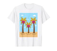 Cute Pink Bow Palm Trees Tropical Summer Design T-Shirt