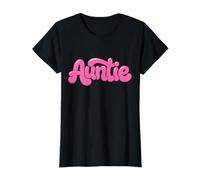 Cute Pink Bubble Letters Auntie | Retro Best Aunt Gift T-Shirt