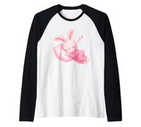 Cute Pink Bunny in Pajamas Sleeping Sweet Dreams Kids Sleep Raglan Baseball Tee