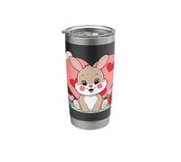 Cute Pink Bunny Red Hearts Love Valentines Rabbit Graphics Stainless Steel Insulated Tumbler