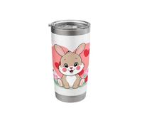 Cute Pink Bunny Red Hearts Love Valentines Rabbit Graphics Stainless Steel Insulated Tumbler