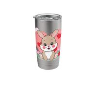 Cute Pink Bunny Red Hearts Love Valentines Rabbit Graphics Stainless Steel Insulated Tumbler