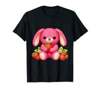 Cute Pink Bunny Strawberries Crochet Style Animal T-Shirt