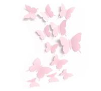 Cute Pink Butterfly Wall Decor 24 pcs, Girls Room Wall Decals, Danish Pastel Aesthetic Butterflies Stickers for Nursery Decorations, Baby Toddler Room Decor for Girls Pink