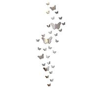 Cute Pink Butterfly Wall Decor 30 pcs, Girls Room Wall Decals, Danish Pastel Aesthetic Butterflies Stickers for Nursery Decorations, Baby Toddler Room Decor for Girls Silver