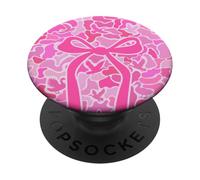 Cute Pink Camo Duck Hunting Aesthetic Camouflage with Bow PopSockets Adhesive PopGrip