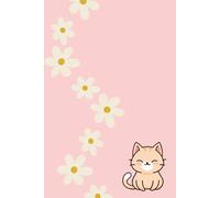 Cute Pink Cat Journal with Flowers - Lined Notebook for Girls, 110 Pages | ReeFi Designs
