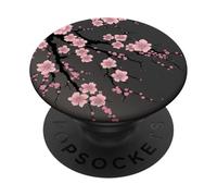 Cute Pink Cherry Blossom Tree Japanese Aesthetic Gray PopSockets Adhesive PopGrip