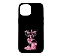 Cute Pink Cleaning Lady Housekeeping Mop & Bucket Case for iPhone 15